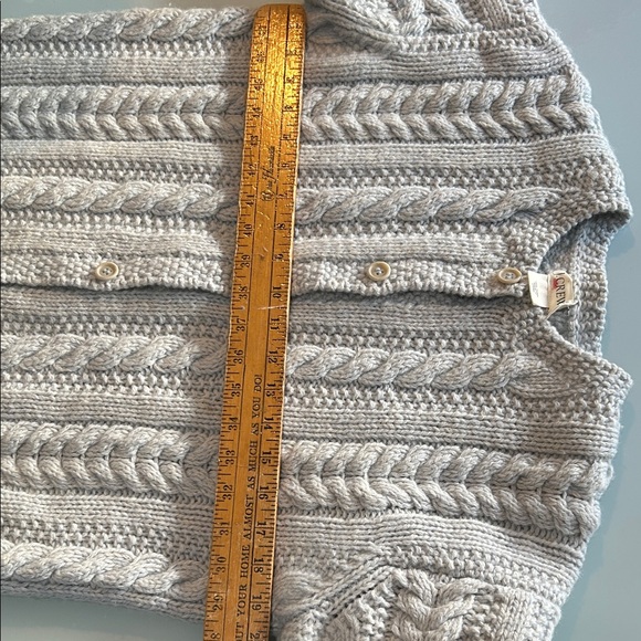 J. Crew Light Gray Cable THICK wool cable Knit Cardigan - Picture 4 of 8